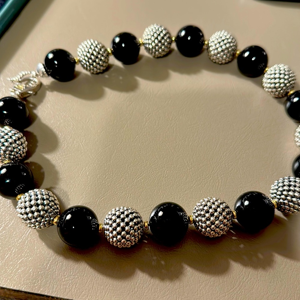 Authentic Lagos necklace vintage 18k sterling beads onyx beads and 18k beads